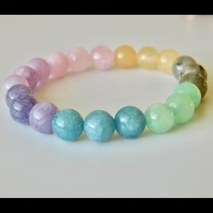 Poise + Perspective + Love + Balance Pastel Crystal Bead Pracelet